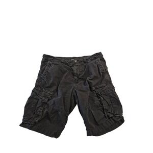 American Eagle Mens Longer Length Cargo Shorts 38 Gray Black Ripstop Cotton 5324